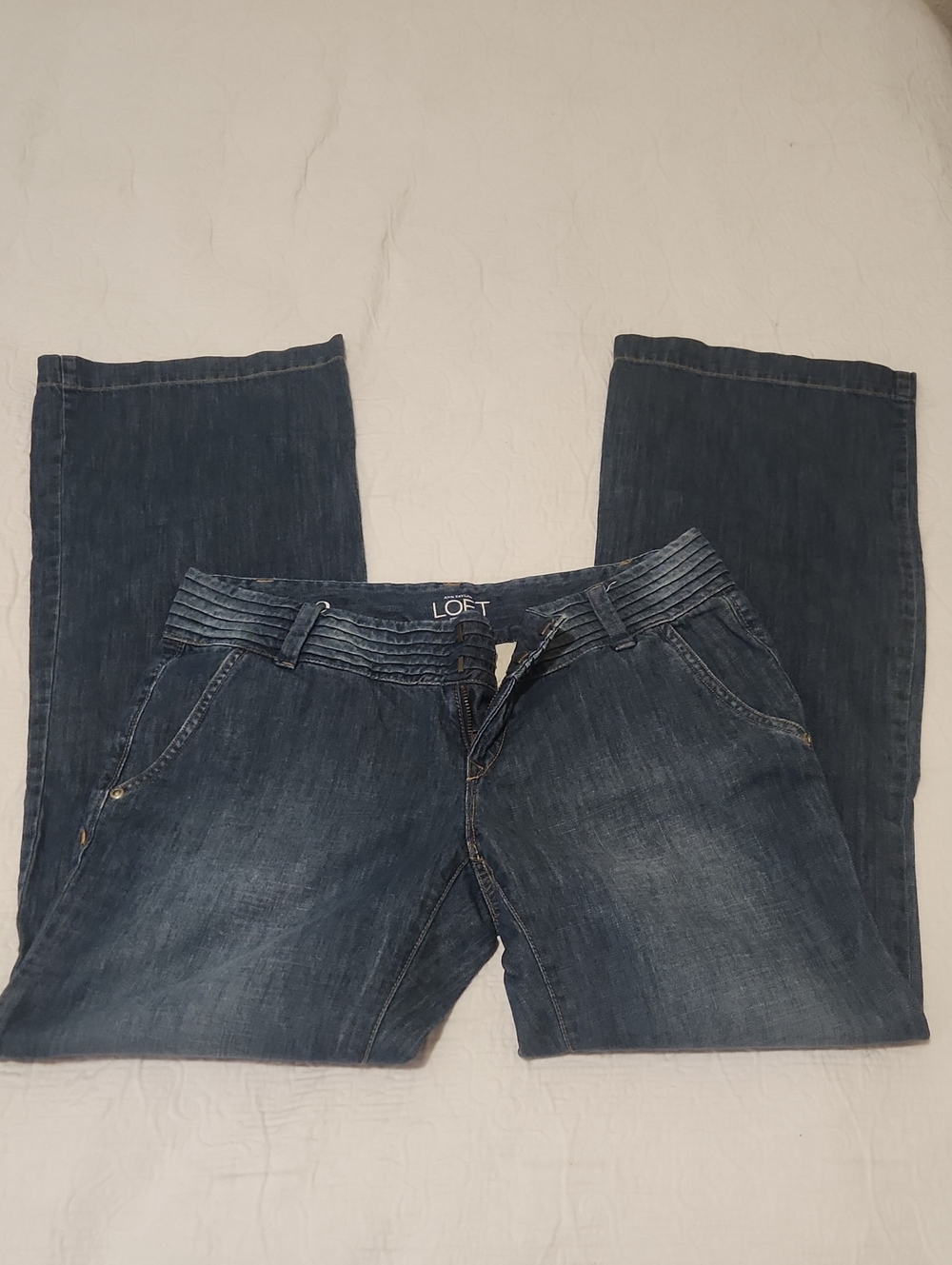 LOFT Straight Leg Dark Blue Denim Jeans
